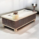 Indian Antique Tribal Hand Carved Solid Wooden Blanket Box 135X64X40 Cm